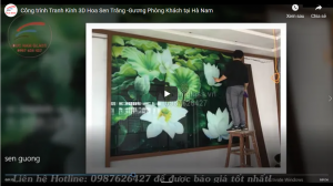 Công trình Tranh Kính 3D Hoa Sen Trắng -Gương Phòng Khách tại Hà Nam